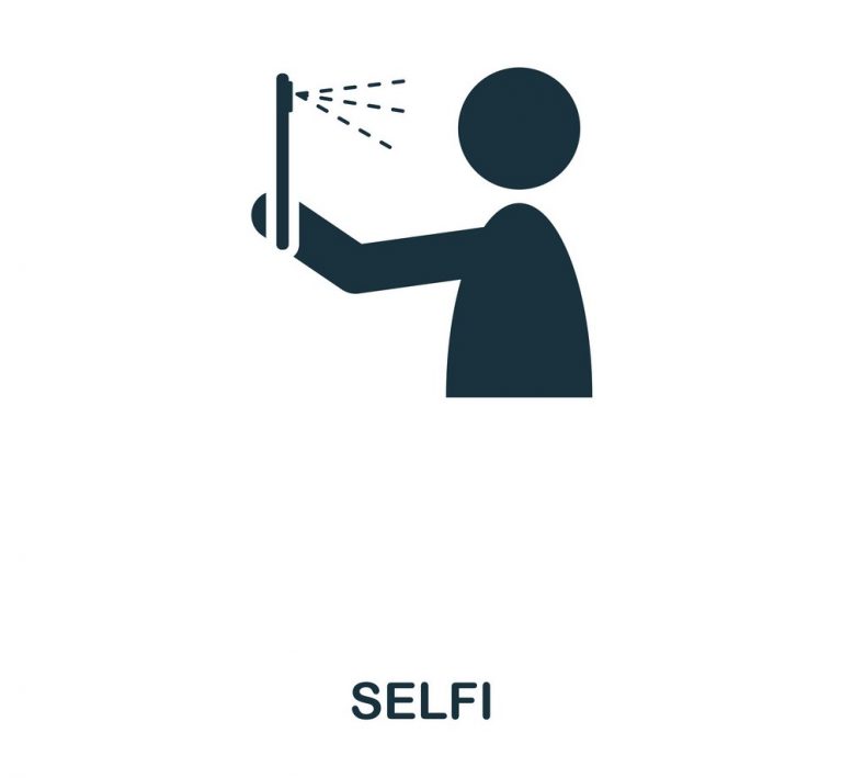 Selfi icon. Mobile app, printing, web site icon. Simple element sing. Monochrome Selfi icon illustration.